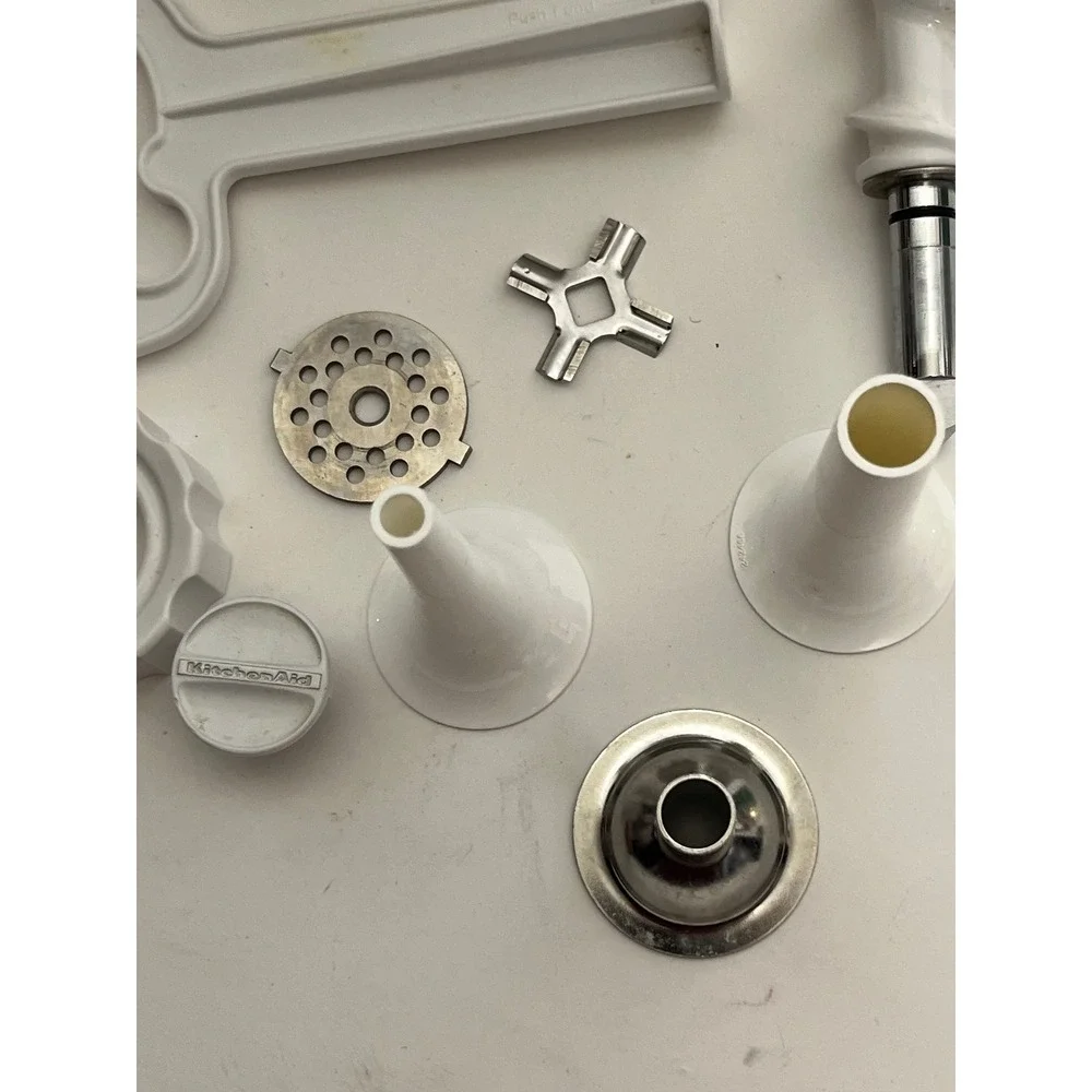KitchenAid Food Grinder and Sausage Stuffer Attachment Set FGA SSA White Silver